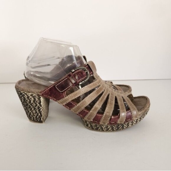 Josef Seibel Sandals Gray Leather Mule Peep Open Toe Platform Shoes 41 Size 10 - Picture 4 of 12